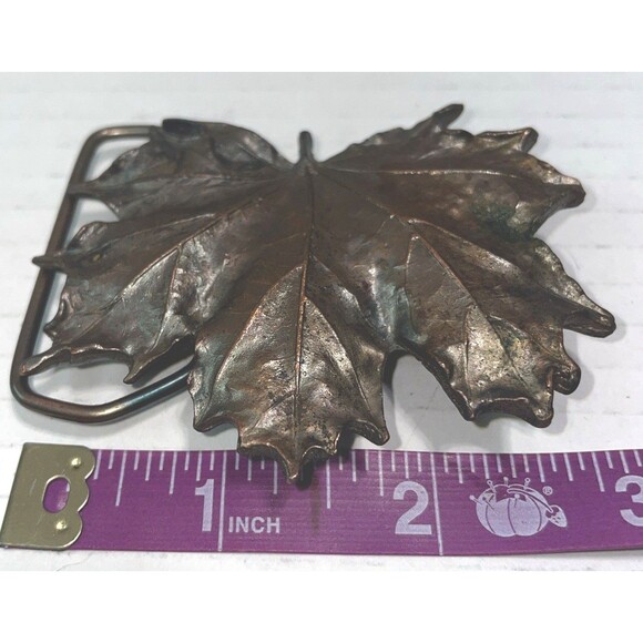 Vintage Bergamot Brass Works Maple Leaf Solid Bronze Belt Buckle 1974 Nature - Picture 3 of 7